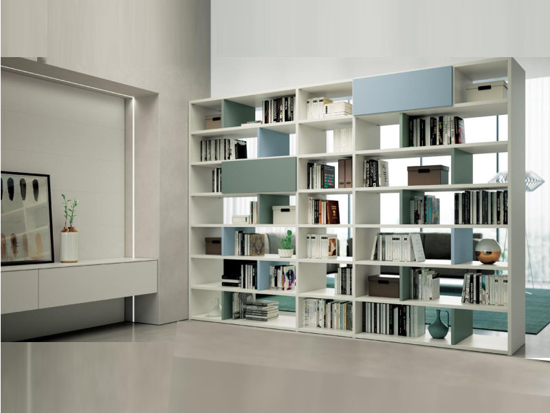 Libreria a colonna verniciata di design bianca altezza 200 cm